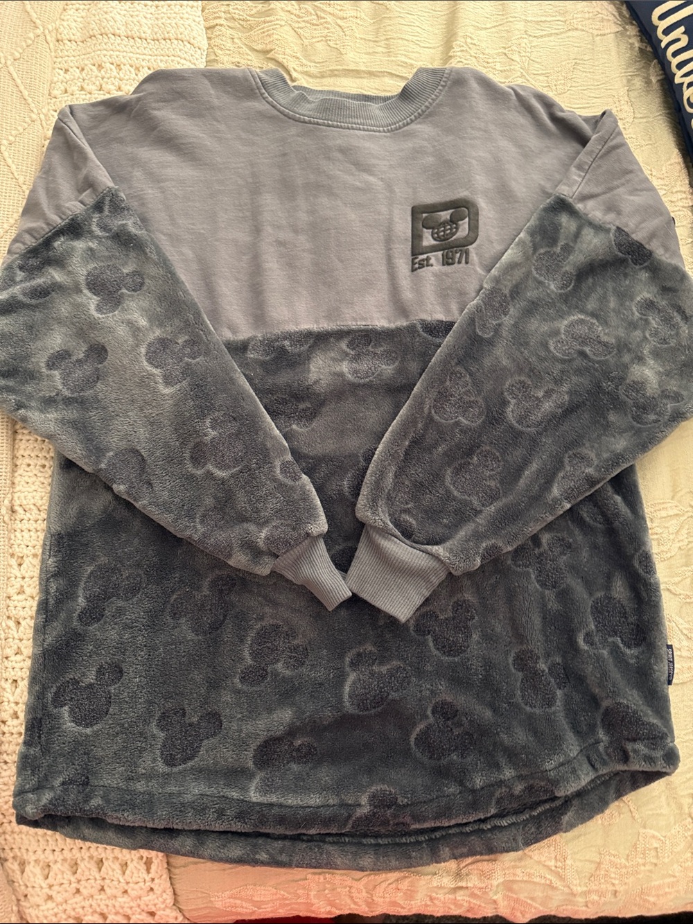 Disney Blue-Grey Plush Mickey Fleece Spirit Jersey